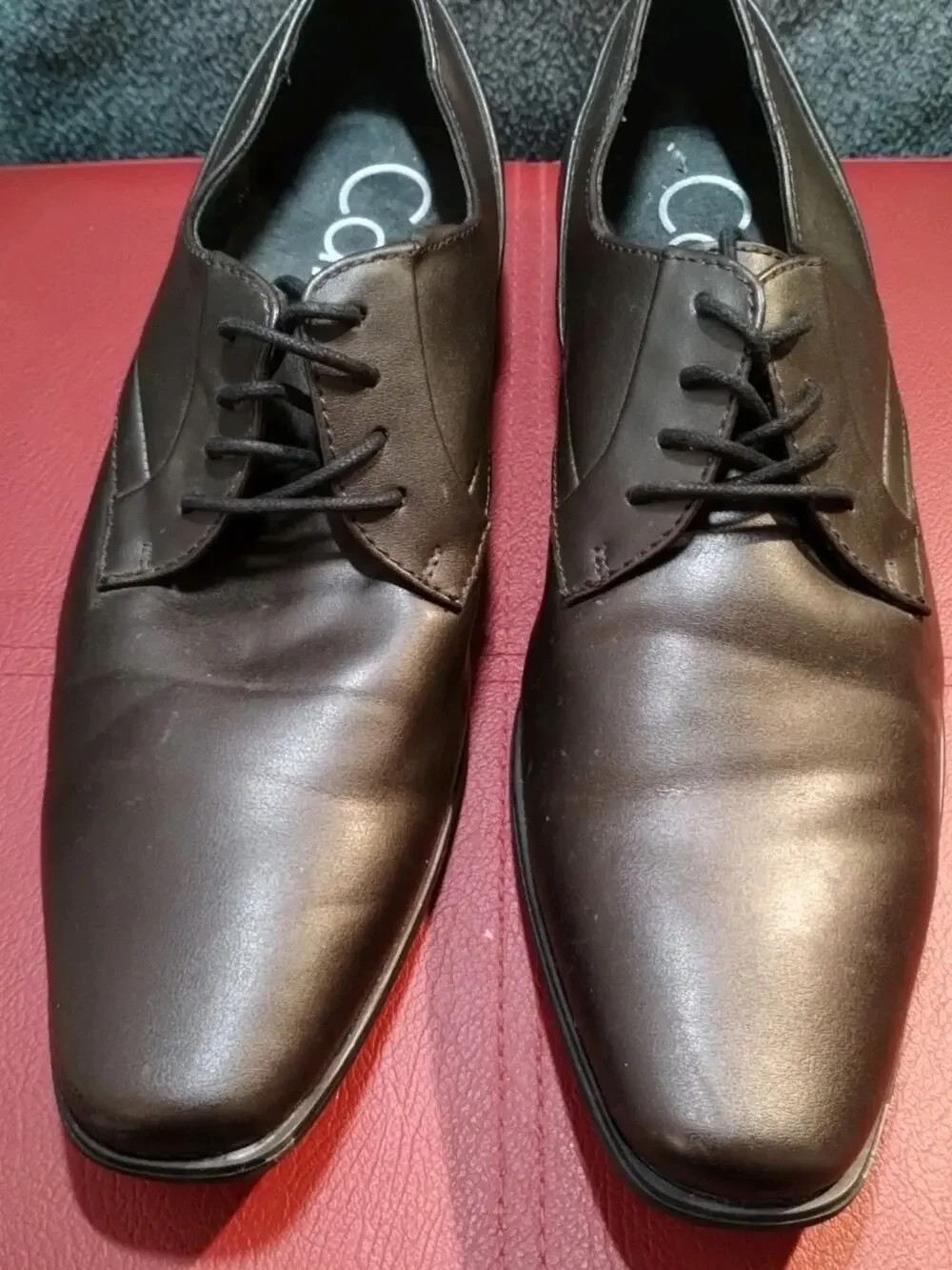 Calvin Klein Mens Benton Smooth Leather Oxford Dress Shoes Dark Brown Size 8 US